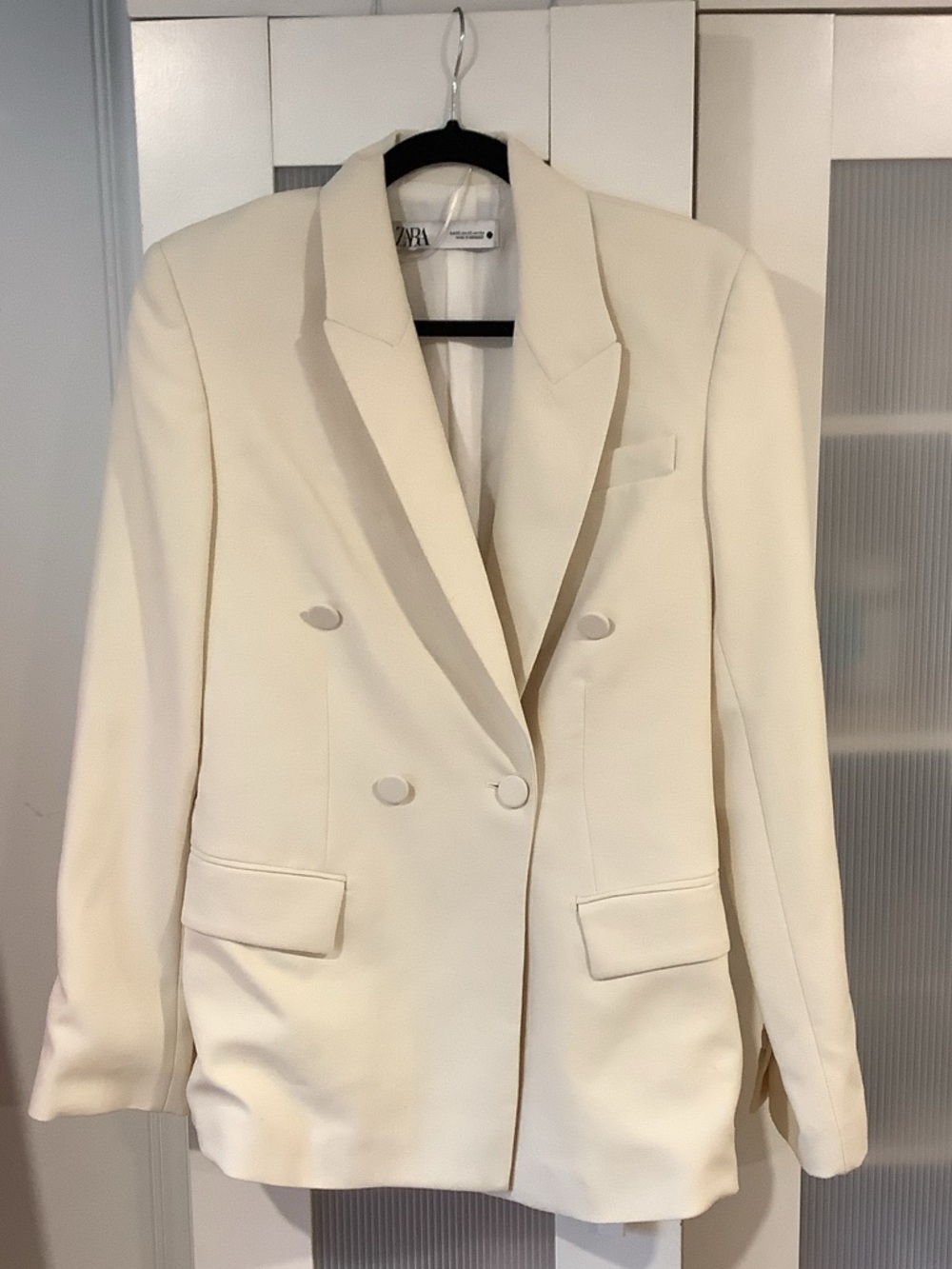 Zara Cream Double-Breasted Blazer